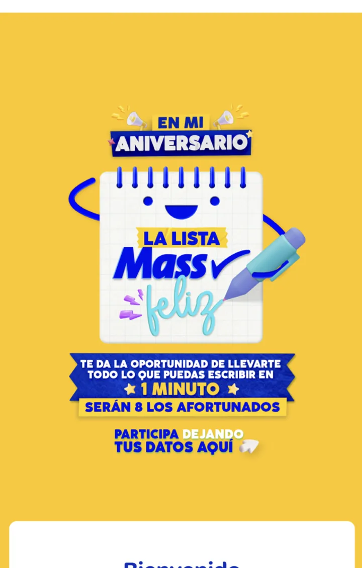 Tiendas Mass: campaña de aniversario La lista Mass feliz